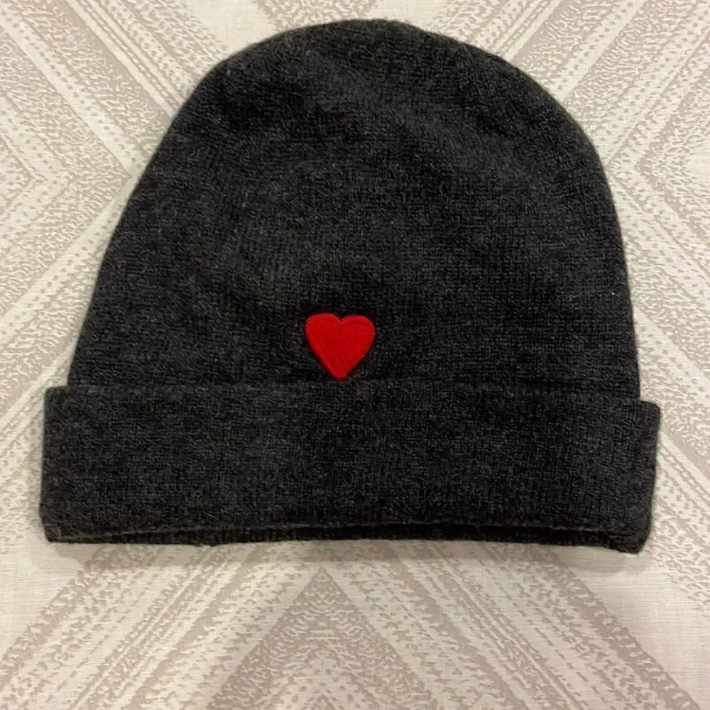 Autumn Cashmere Kids Dark Grey with Heart Winter Hat